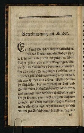Vorerinnerung an Kinder
