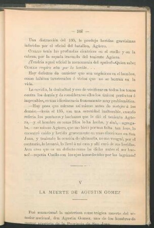 V - La muerte de Agustín Gomez