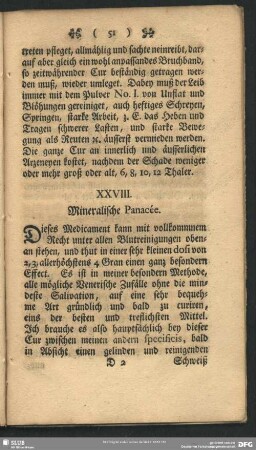 XXVIII. Mineralische Panacée