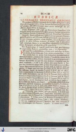 Rubricae Generales Breviarii Ordinis.