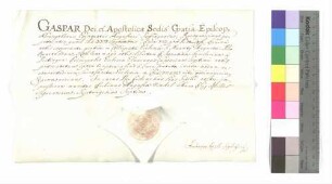 Brief über die Aufschwörung des Ellwanger Kapitularen Ignaz Desiderius von Peutingen.