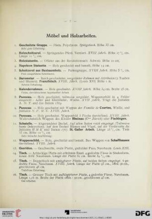 Möbel und Holzarbeiten (Nr. 1-46)