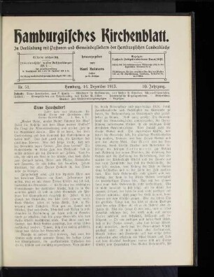 Nr. 51. Hamburg, 14. Dezember 1913. 10. Jahrgang.