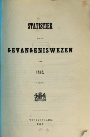 Statistiek van het gevangeniswezen : over .... 1863