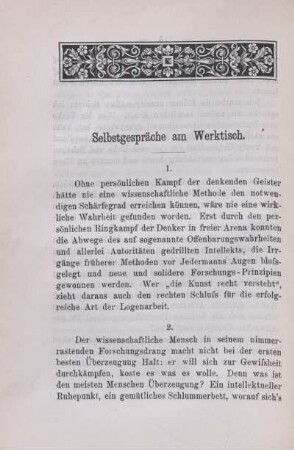 Selbstgespräche am Werktisch.