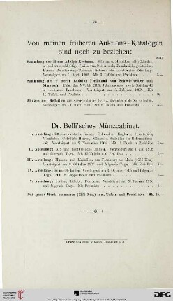 Von meinen früheren Auktions-Katalogen sind noch zu beziehen