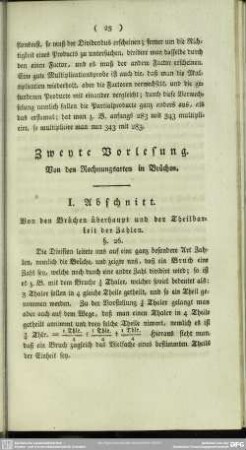 Zweyte Vorlesung. Von den Rechnungsarten in Brüchen