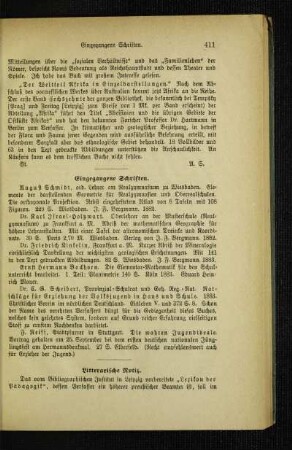 Eingegangene Schriften