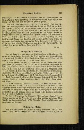 Eingegangene Schriften