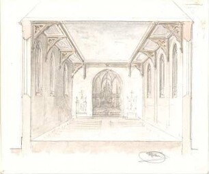 Hoffmann, Lorenz; Augsburg (Bayern); Bischöfliches Palais, Hauskapelle - Perspektivischer Schnitt