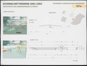 Unterquerung der Potsdamer Straße, Berlin Schinkelwettbewerb 2002: Aufsicht, Schnitte 1:250, perspektivische Ansichten (Modellsimulation)