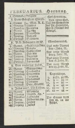 Februarius. Hornung.