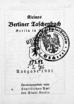 1931: Berlin in Zahlen : Taschenbuch