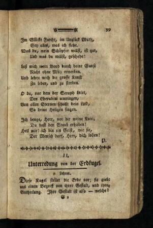Unterredung von der Erdkugel