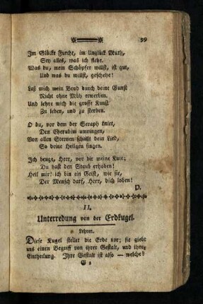 Unterredung von der Erdkugel