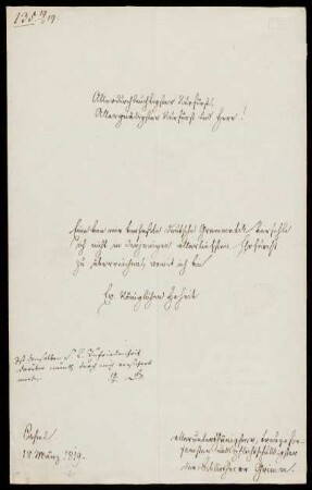 Brief von Jacob Grimm an Kurfürst Hessen-Kassel Friedrich Wilhelm
