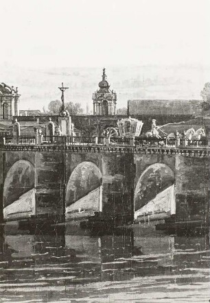 Dresden vom rechten Elbufer oberhalb der Augustusbrücke