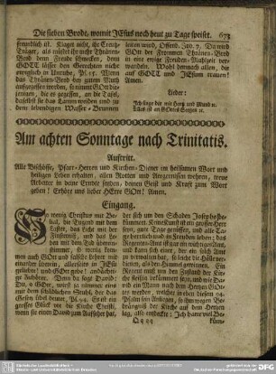 Am achten Sonntage nach Trinitatis