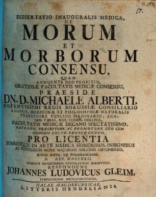 Diss. inaug. med. de morum et morborum consensu
