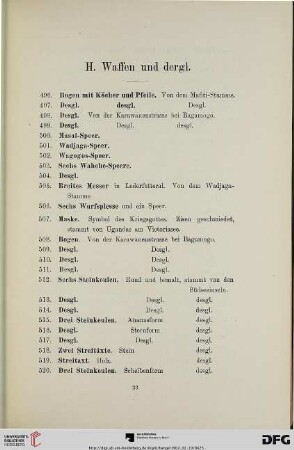 Waffen und dergl. (Nr. 496-550)