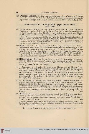 Eroberungskrieg Ludwigs XIV. gegen Deutschland 1688-1697 (Nr. 428 - 476)