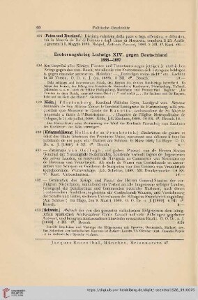 Eroberungskrieg Ludwigs XIV. gegen Deutschland 1688-1697 (Nr. 428 - 476)