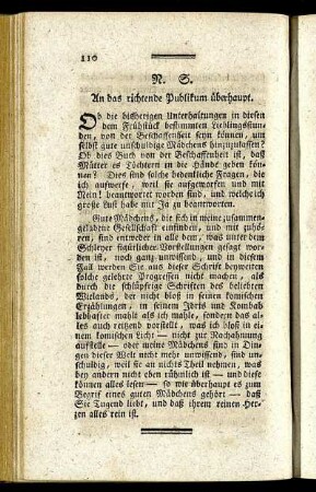 N. S. An das richtende Publikum überhaupt.