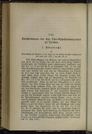 XXII. Entscheidungen des Kgl. Ober-Appellationsgerichts zu Dresden