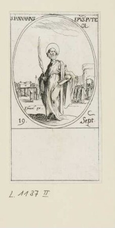 September - Heiliger Januarius, Blatt 83 der Folge "Les images de tous les saincts et saintes de l'année"