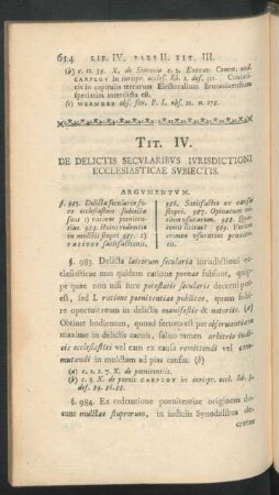 Tit. IV. De Delictis Secularibus Iurisdictioni Ecclesiasticae Subiectis