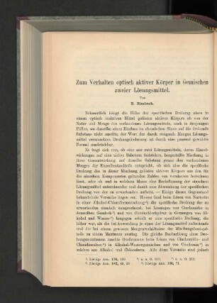Zum Verhalten optisch aktiver Körper in Gemischen zweier Lösungsmittel.