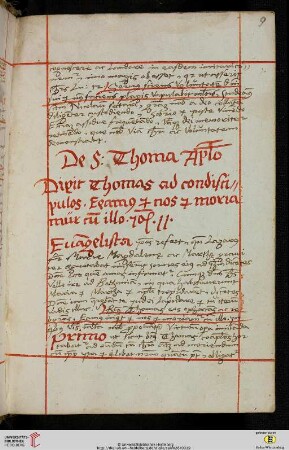 De S: Thoma Apostolo [Predigttext, Io 11,16:]