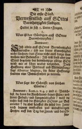 78-82, Die erste Suend. Vermessentlich auff Gottes Barmhertzigkeit ...
