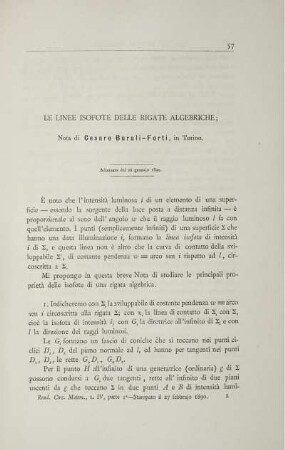 Le linee isofote delle rigate algebriche.