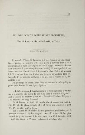 Le linee isofote delle rigate algebriche.