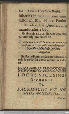 Locus Vicesimus Secundus De Sacrificiis Et De Missa Pontificia