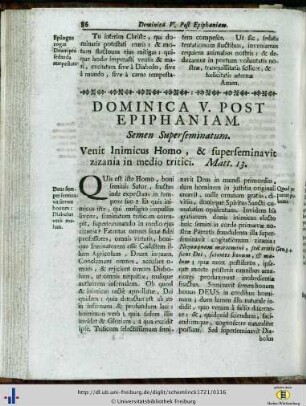 Dominica V. post Epiphaniam.