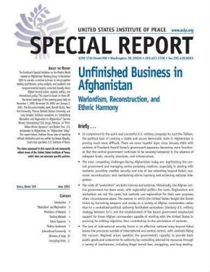 Unfinished business in Afghanistan : warlordism, reconstruction, and ethnic harmony