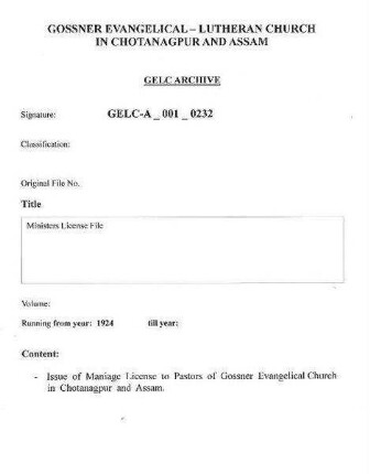 Ministers License File
