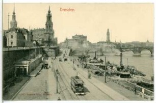 Dresden. Brühlsche Terrasse und Dampferanlagestelle