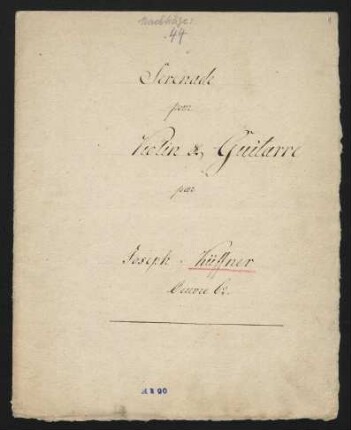 Serenade pour Violin & Guitarre, op. 62 : Abschrift