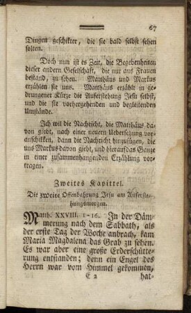 Zweites Kapittel. Die zweite Offenbahrung Jesu am Auferstehungsmorgen.