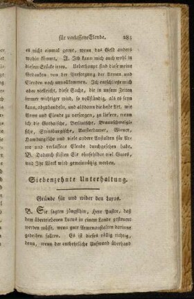 Siebenzehnte Unterhaltung. Gründe für und wider den Luxus.