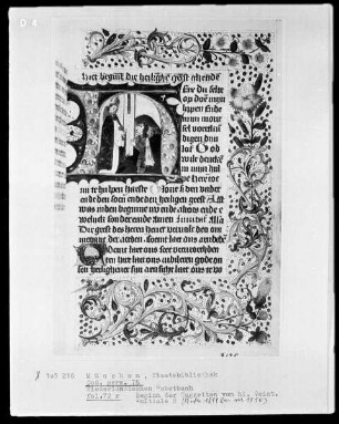 Niederländisches Gebetbuch — Initiale H mit Kommunion, Folio 72recto