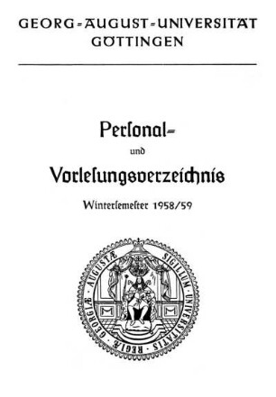 WS 1958/59: Personal- und Vorlesungsverzeichnis ...
