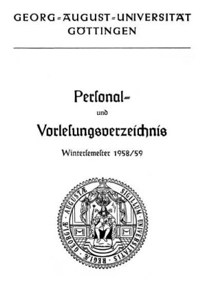 WS 1958/59: Personal- und Vorlesungsverzeichnis ...