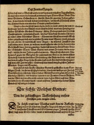 Die sechste Wohlthat Gottes: Von der zukünfftigen Aufferstehung unsers Fleisches zum ewigen Leben.
