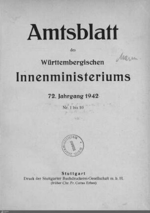 72.1942: Innenministerium, Amtsblatt 1942