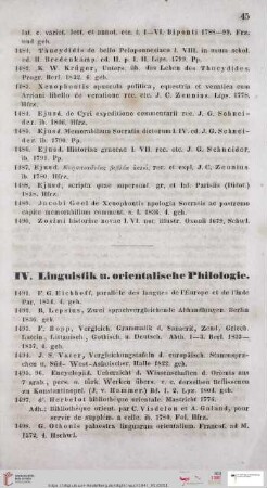 IV. Linguistik u. orientalische Philologie (Nr. 1491 - 1839b)