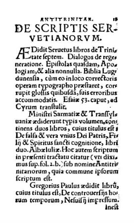 De Scriptis Servetianorvm